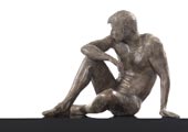 Bronze Sculpture, contemporary nude figure, Coy