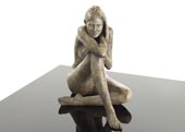 Bronze Sculpture, contemporary nude figure, Demure